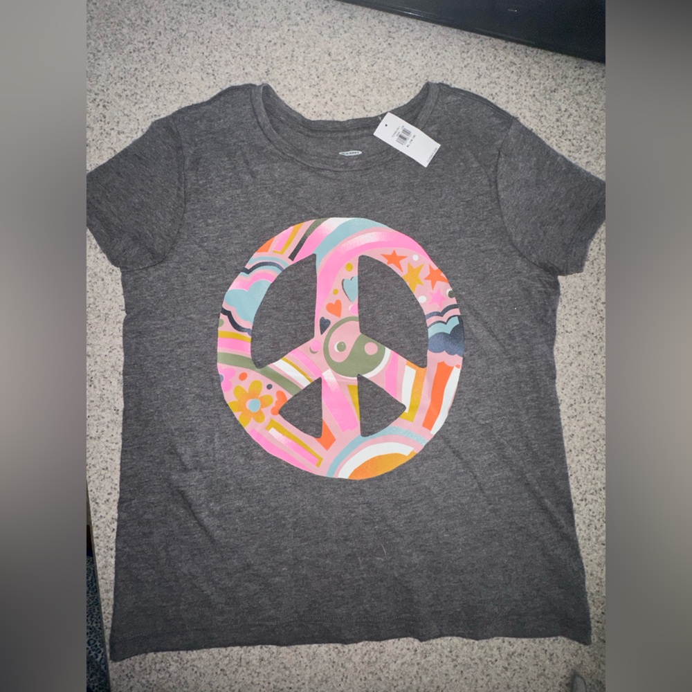 NWT Old Navy Girl peace T-shirt 14-16 XL